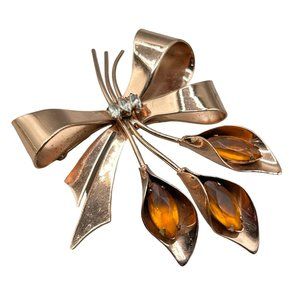 Sterling Corocraft Coro Pegasus Pin Brooch Flower Calla Lily Rose Gold Plated